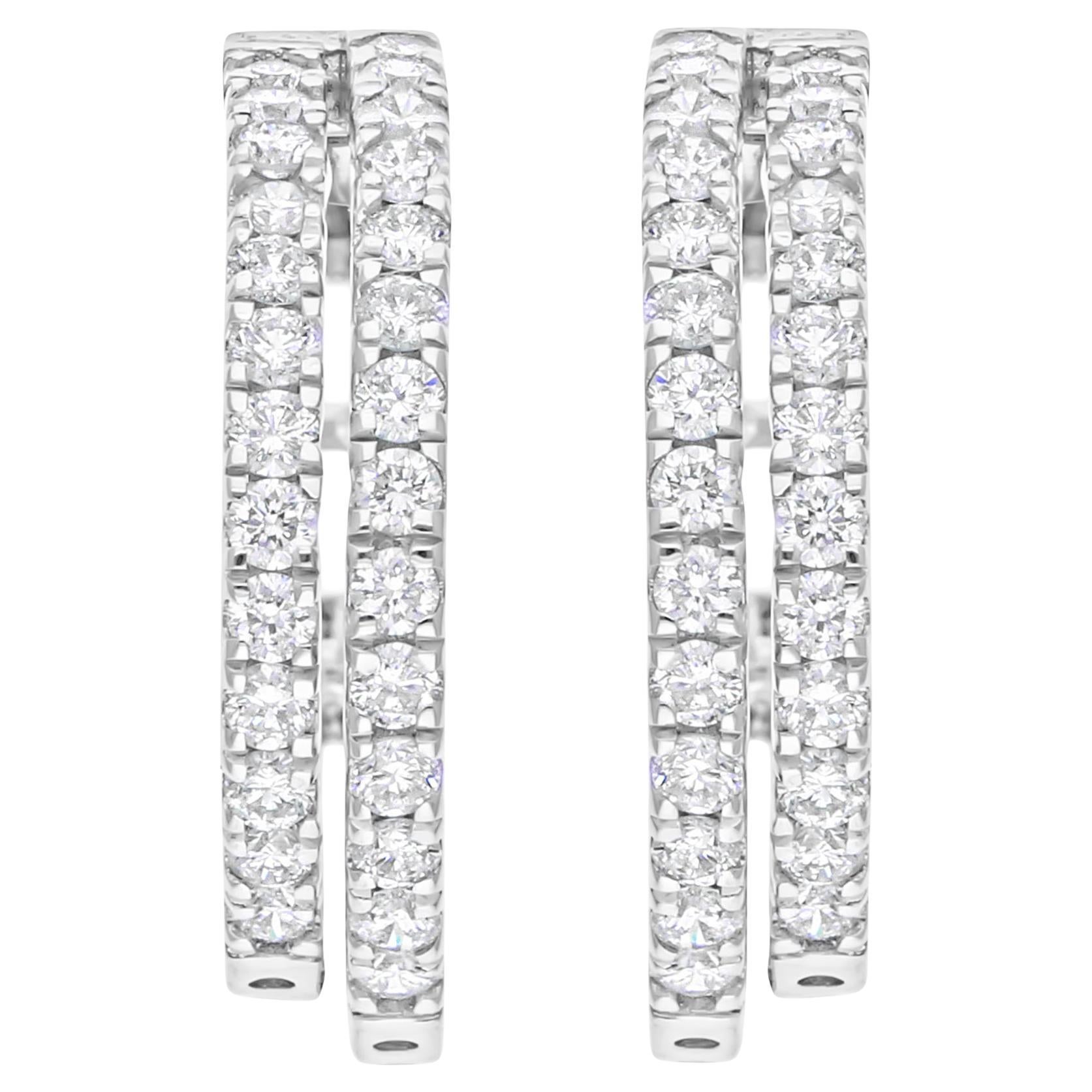 2,05 Karat SI/H Diamant-Creolen aus 14 Karat Weißgold mit rundem Brillantschliff