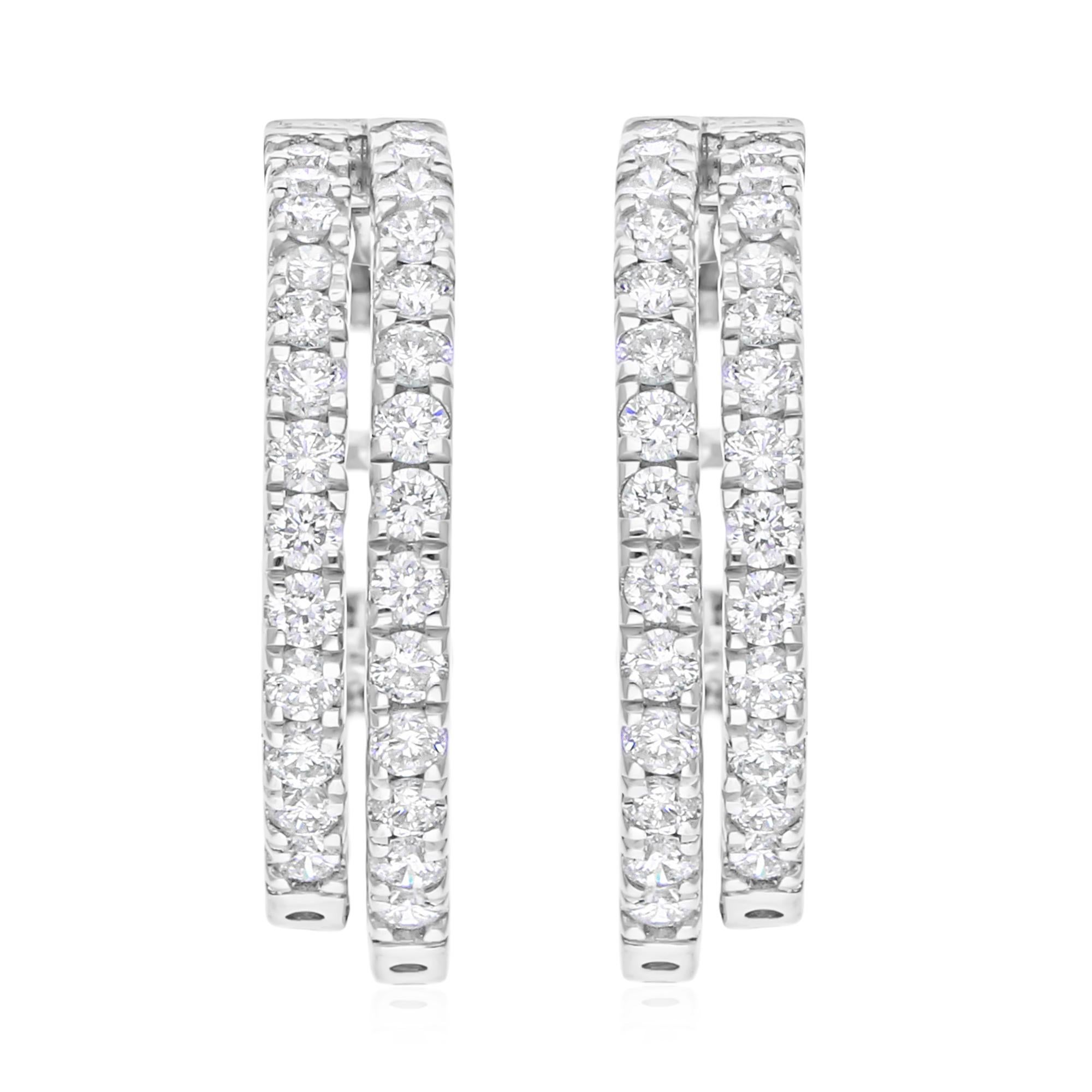 2.05 Carat SI/H Round Brilliant Cut Diamond Hoop Ears Gold 18 Karat White Gold