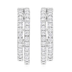 2.05 Carat SI/H Round Brilliant Cut Diamond Hoop Ears Gold 18 Karat White Gold