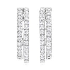 2.05 Carat SI/H Round Brilliant Cut Diamond Hoop Earrings 18 Karat White Gold