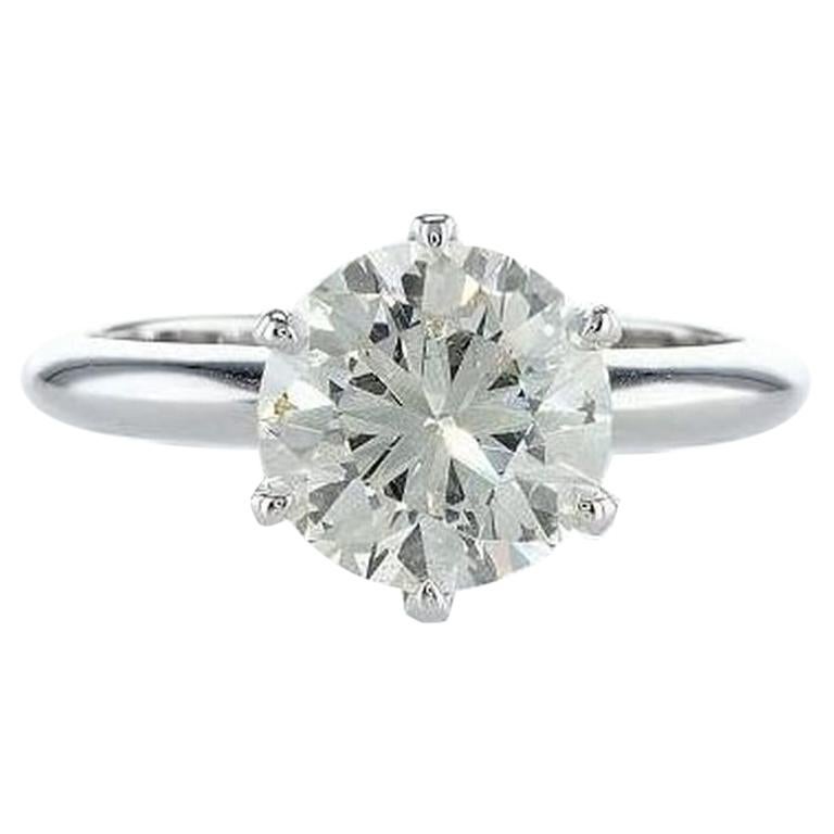 2.05 Carat Six Prong Solitaire Engagement Diamond Ring F-G/ I1 For Sale
