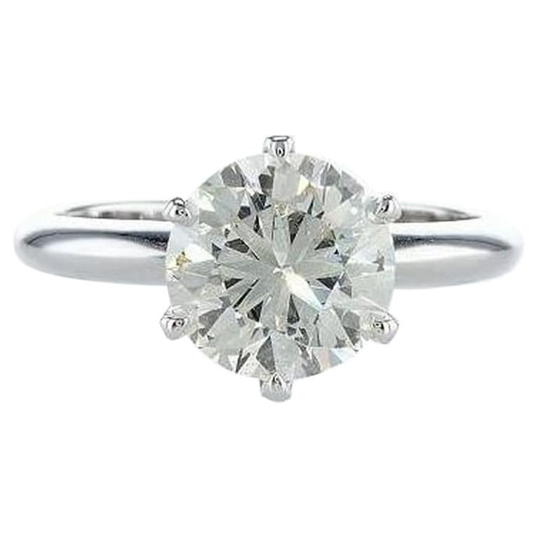 2.05 Carat Six Prong Solitaire Engagement Diamond Ring For Sale