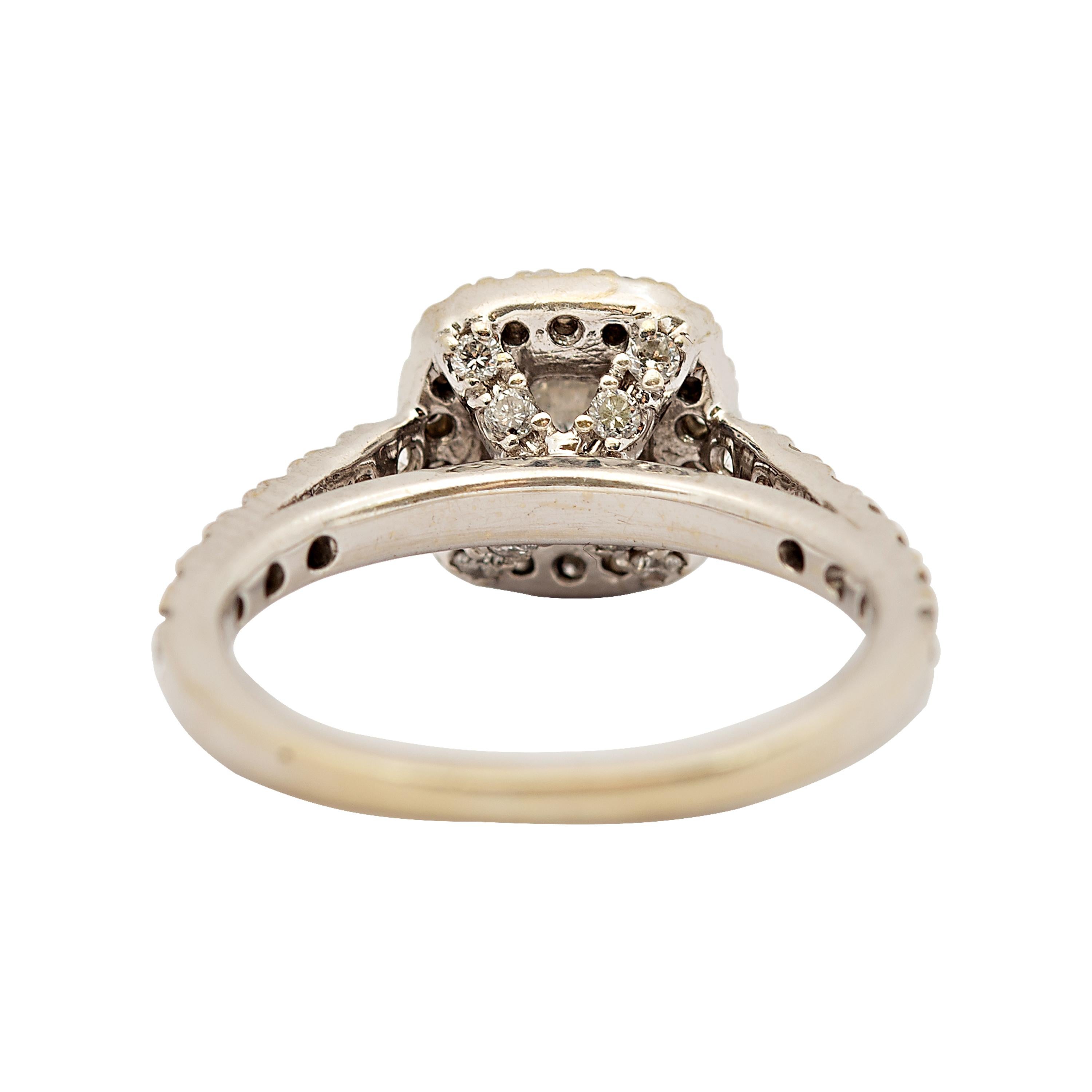 2.05 Carat Total Round Diamond Halo Engagement Ring & Band Bridal Set 14K White For Sale 3