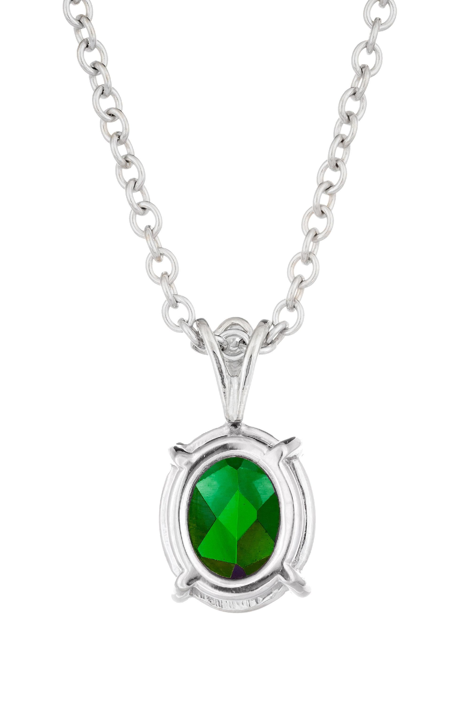 2.05 Carat Tourmaline Diamond White Gold Pendant Necklace In Excellent Condition In Stamford, CT