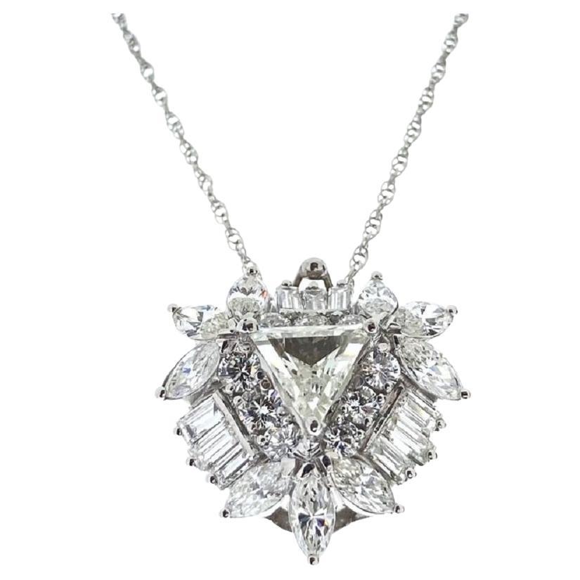 2.05 Carat Triangle Diamond Fashion Pendant In Platinum For Sale
