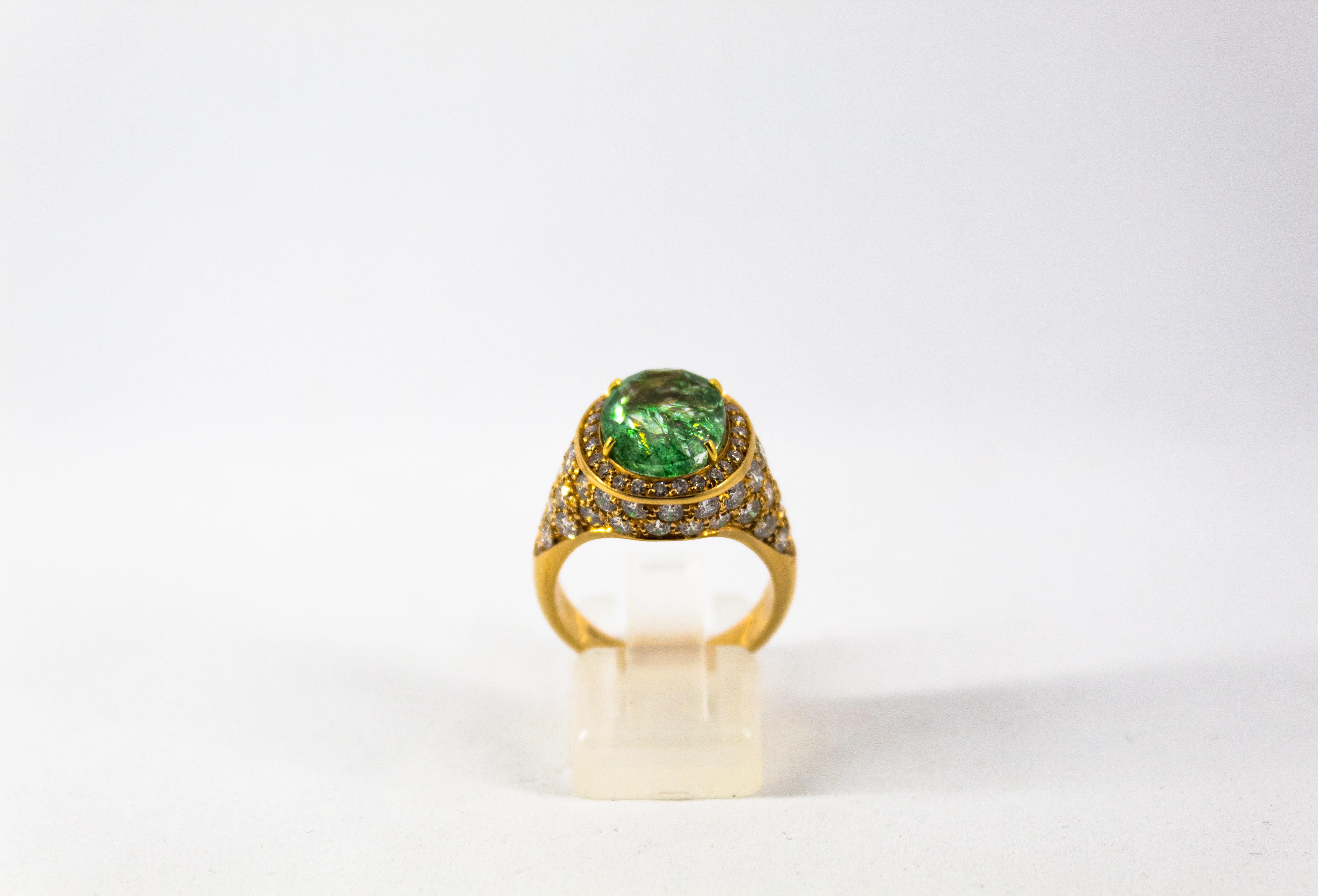 This Ring is made of 18K Yellow Gold.
This Ring has 2.05 Carats of White Diamonds.
This Ring has a 4.45 Carats Emerald.
This Ring is available also with Black Diamonds and a Blue Sapphire.
Size ITA: 13 USA: 6.5
We're a workshop so every piece is