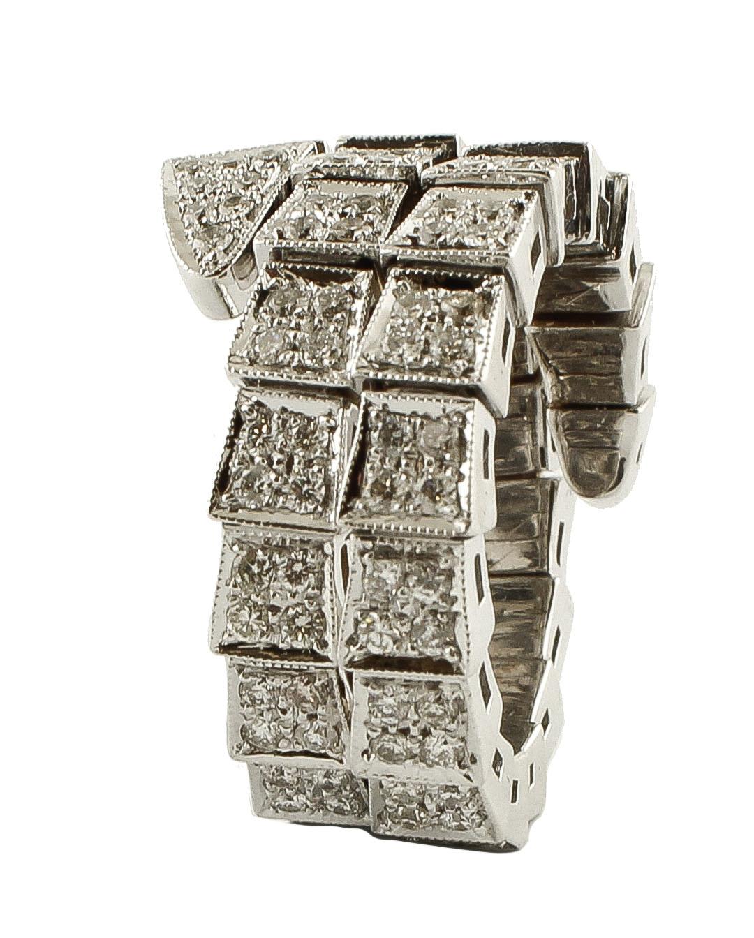 Meraviglioso anello realizzato con struttura flessibile in oro bianco 18 carati, totalmente tempestato di 2,05 ct di splendidi diamanti bianchi. 
Questo prezioso anello è realizzato a mano da maestri orafi italiani.
Diamanti 2,05 ct
Peso totale 19,6
