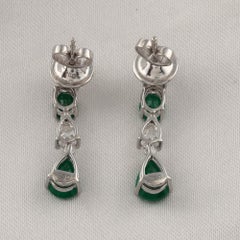 2.05 Carat Zambian Emerald 0.99 Carat Diamond Earrings 18 Karat White Gold
