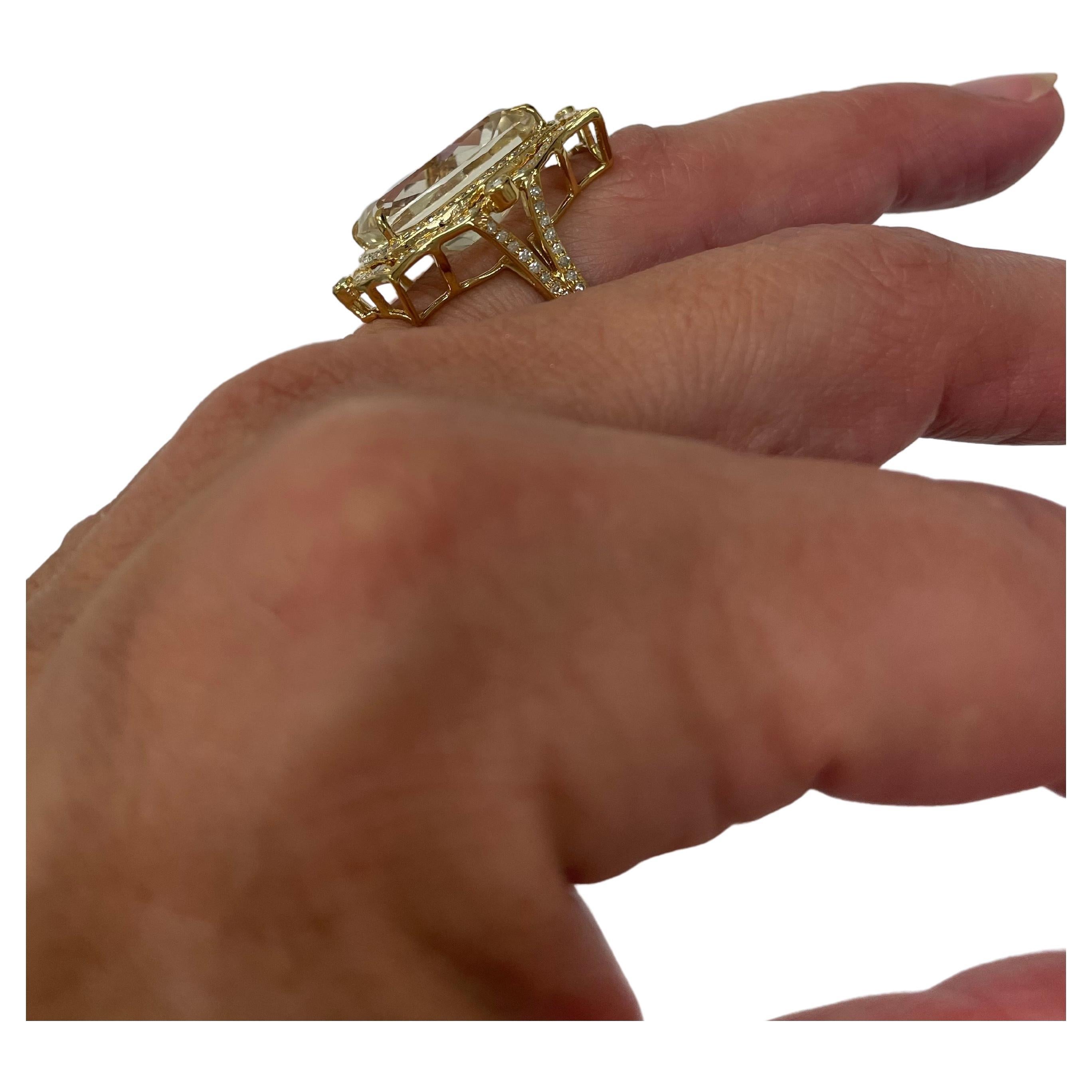20.5 Carats Champagne Topaz with Diamond Paradizia Ring For Sale 9