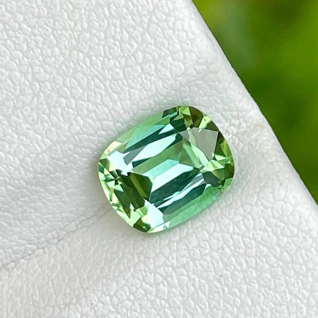 Modern 2.05 Carats Mint Green Loose Tourmaline Stone Cushion Cut Afghan Gemstone For Sale