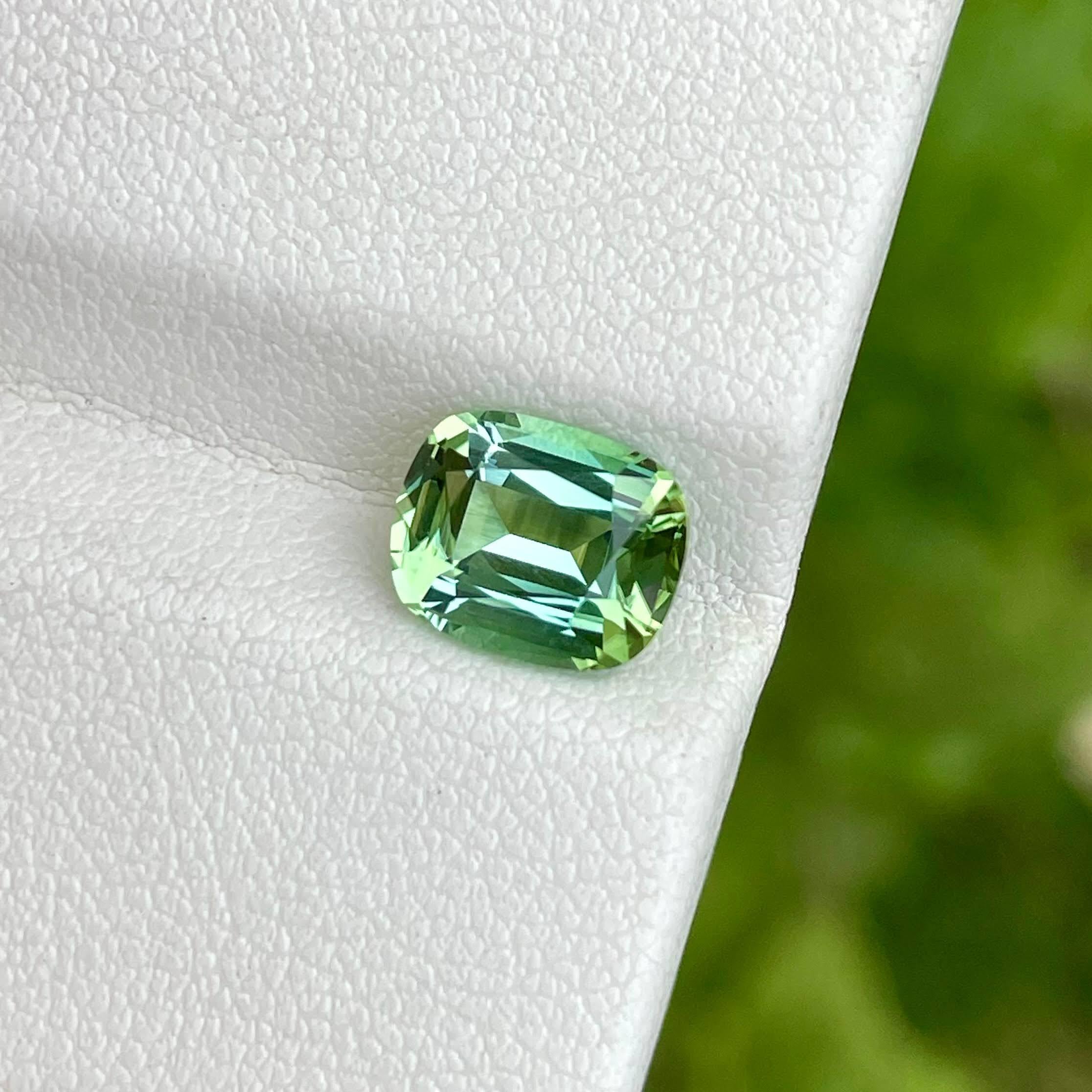 2.05 Carats Mint Green Loose Tourmaline Stone Cushion Cut Afghan Gemstone In New Condition For Sale In Bangkok, TH