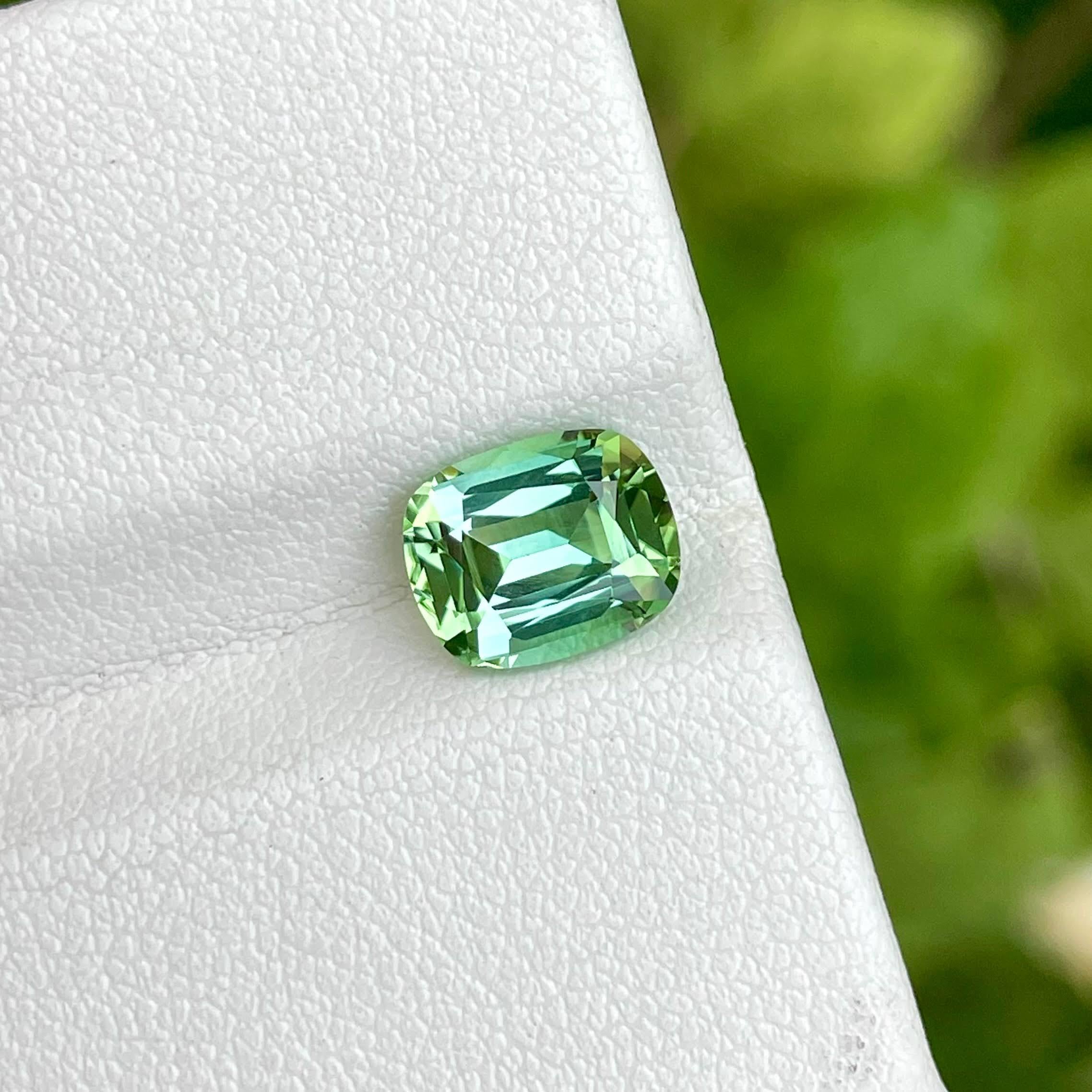 Women's or Men's 2.05 Carats Mint Green Loose Tourmaline Stone Cushion Cut Afghan Gemstone For Sale