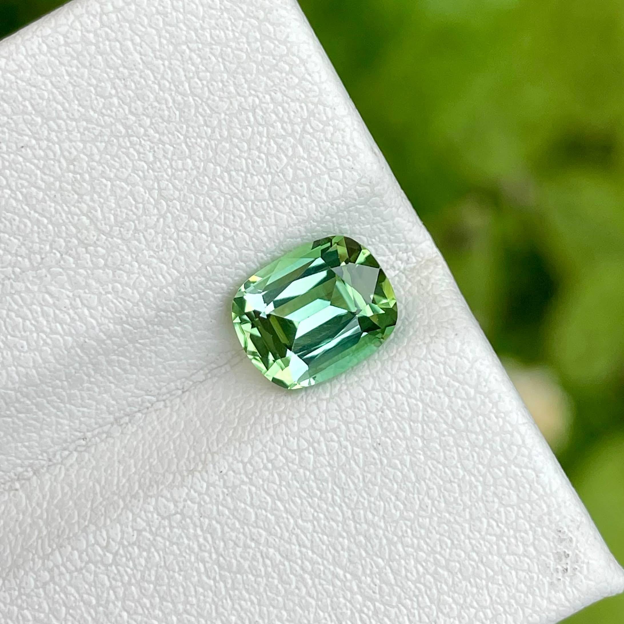 2.05 Carats Mint Green Loose Tourmaline Stone Cushion Cut Afghan Gemstone For Sale 1