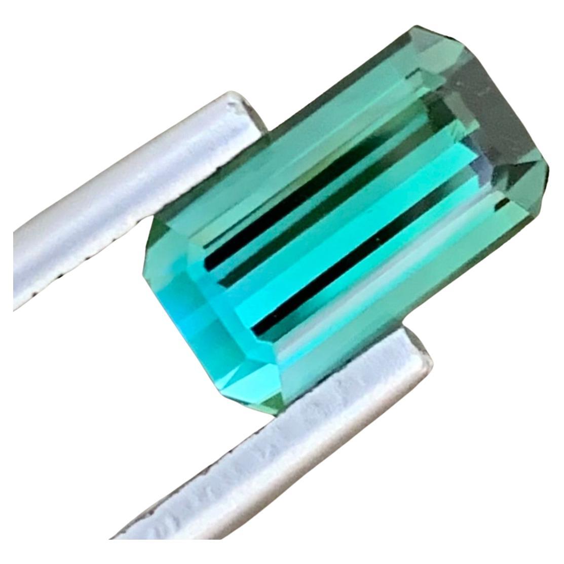 2.05 Carats Natural Loose Lagoon Tourmaline Emerald Shape Ring Gemstone For Sale