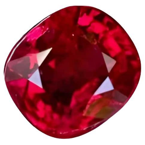 2.05 carats Red Burmese Loose Spinel Stone Step Cushion Cut Natural Gemstone For Sale