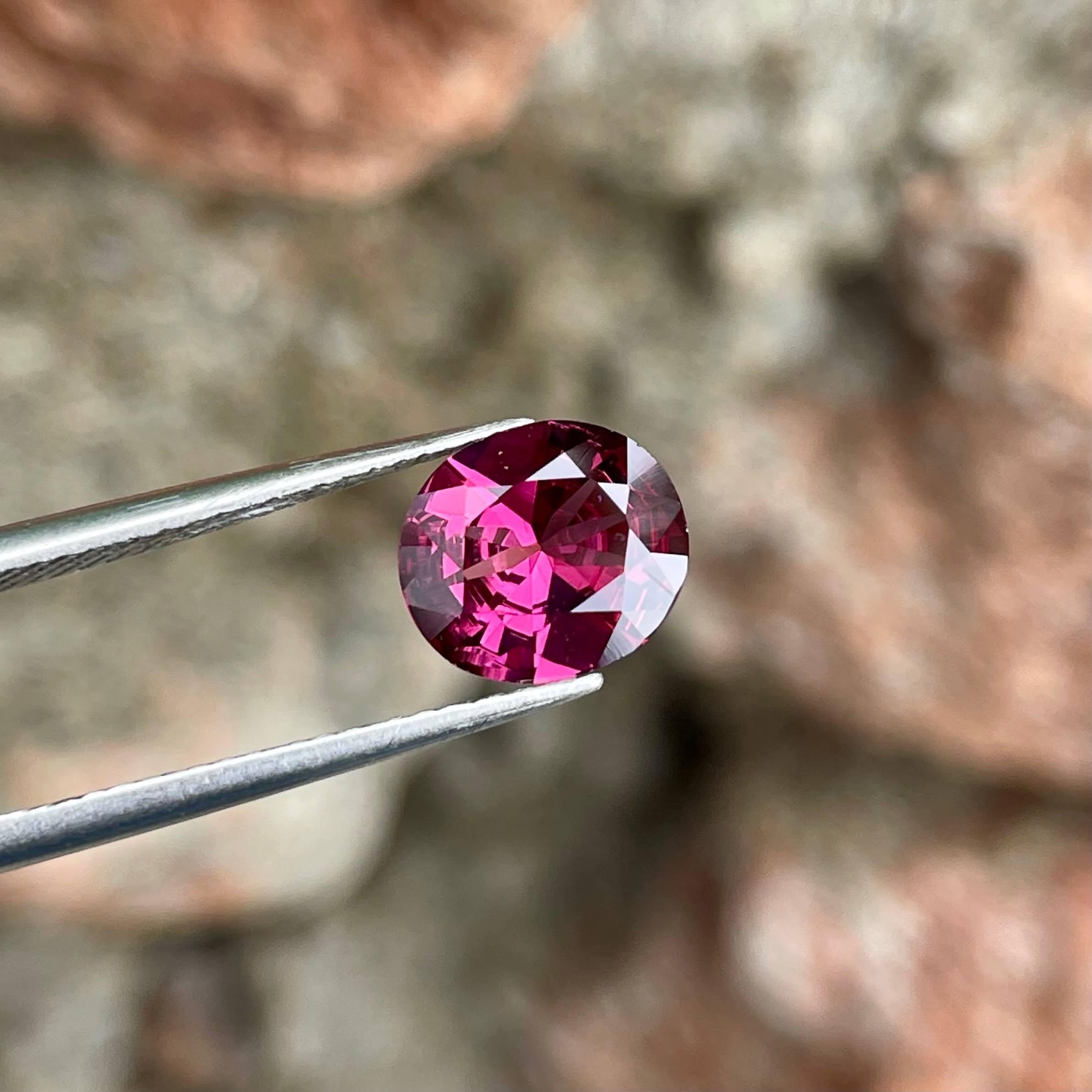 Weight 2.05 carats 
Dimensions 8.7x7.7x4.3 mm
Treatment none 
Origin Madagascar 
Clarity loupe clean 
Shape oval 
Cut fancy oval 




The Rich Pink Garnet Stone is a radiant gem of exquisite beauty, boasting a weighty 2.05 carats. Cut into a