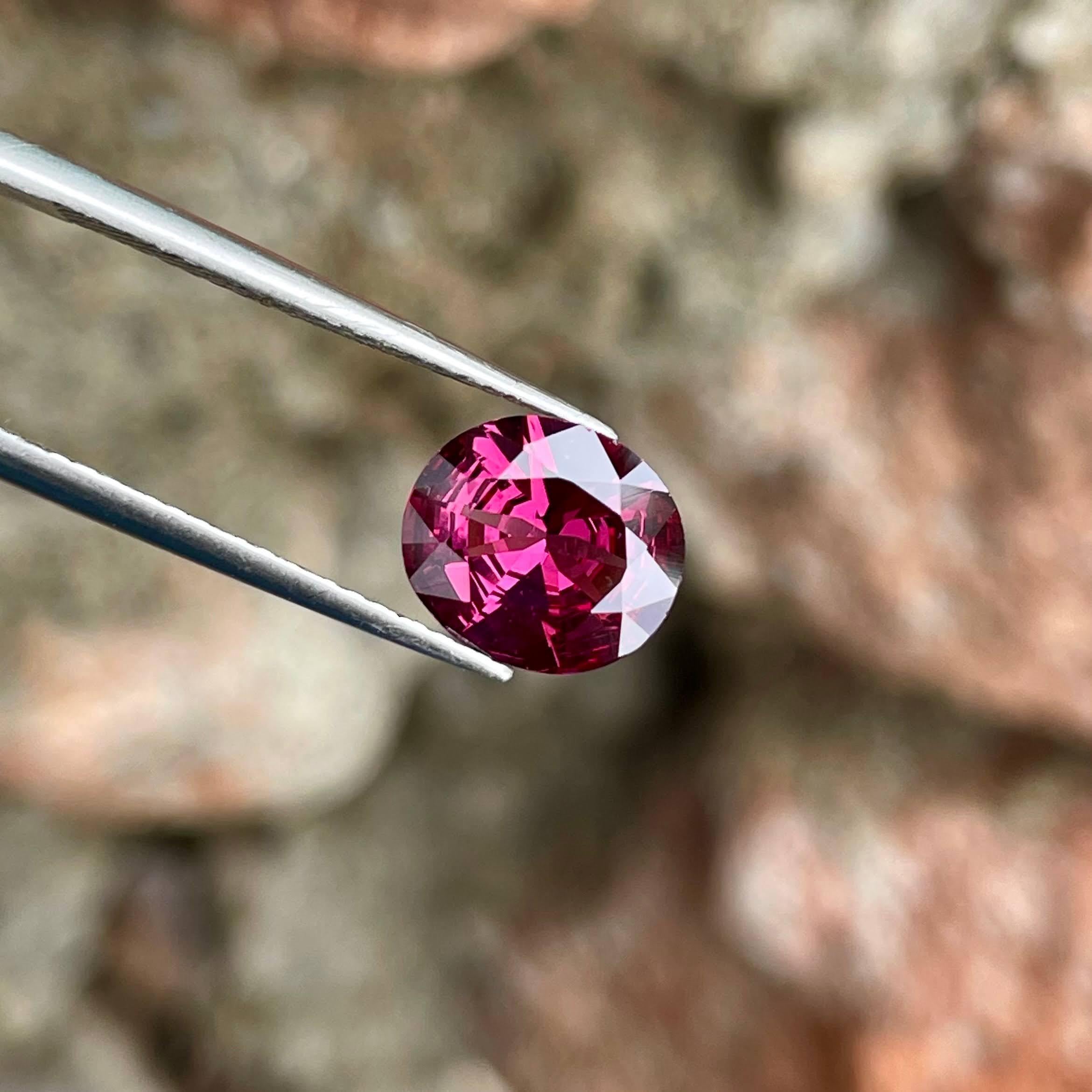 Modern 2.05 Carats Rich Pink Garnet Stone Oval Cut Natural Tanzanian Gemstone For Sale