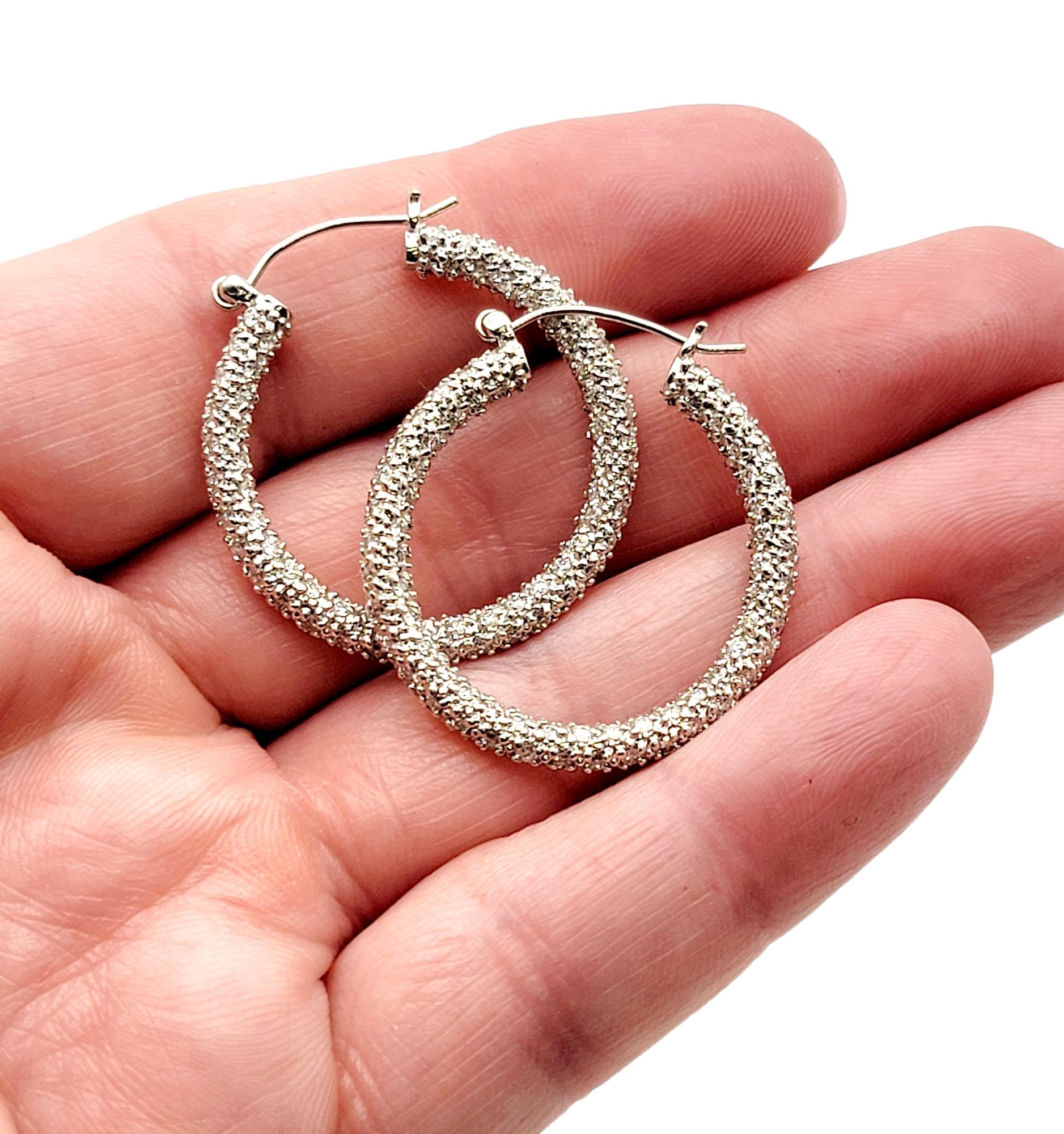 2.05 Carats Round Brilliant Pave Diamond Inside-Out Hoop Earrings 18 Karat Gold For Sale 7