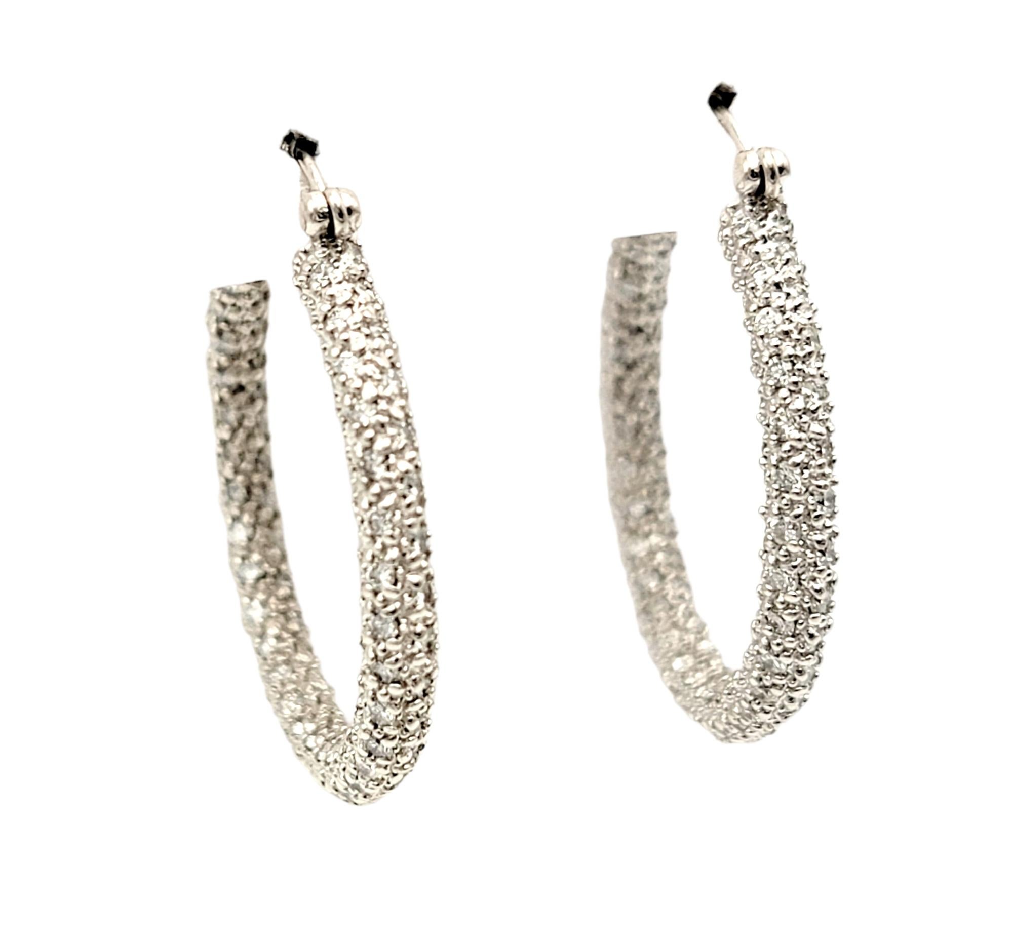 2.05 Carats Round Brilliant Pave Diamond Inside-Out Hoop Earrings 18 Karat Gold In Good Condition For Sale In Scottsdale, AZ