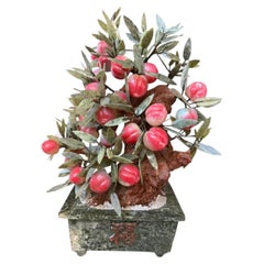 1950 Chinese decorative hardstone peach tree bonsai 28'' high