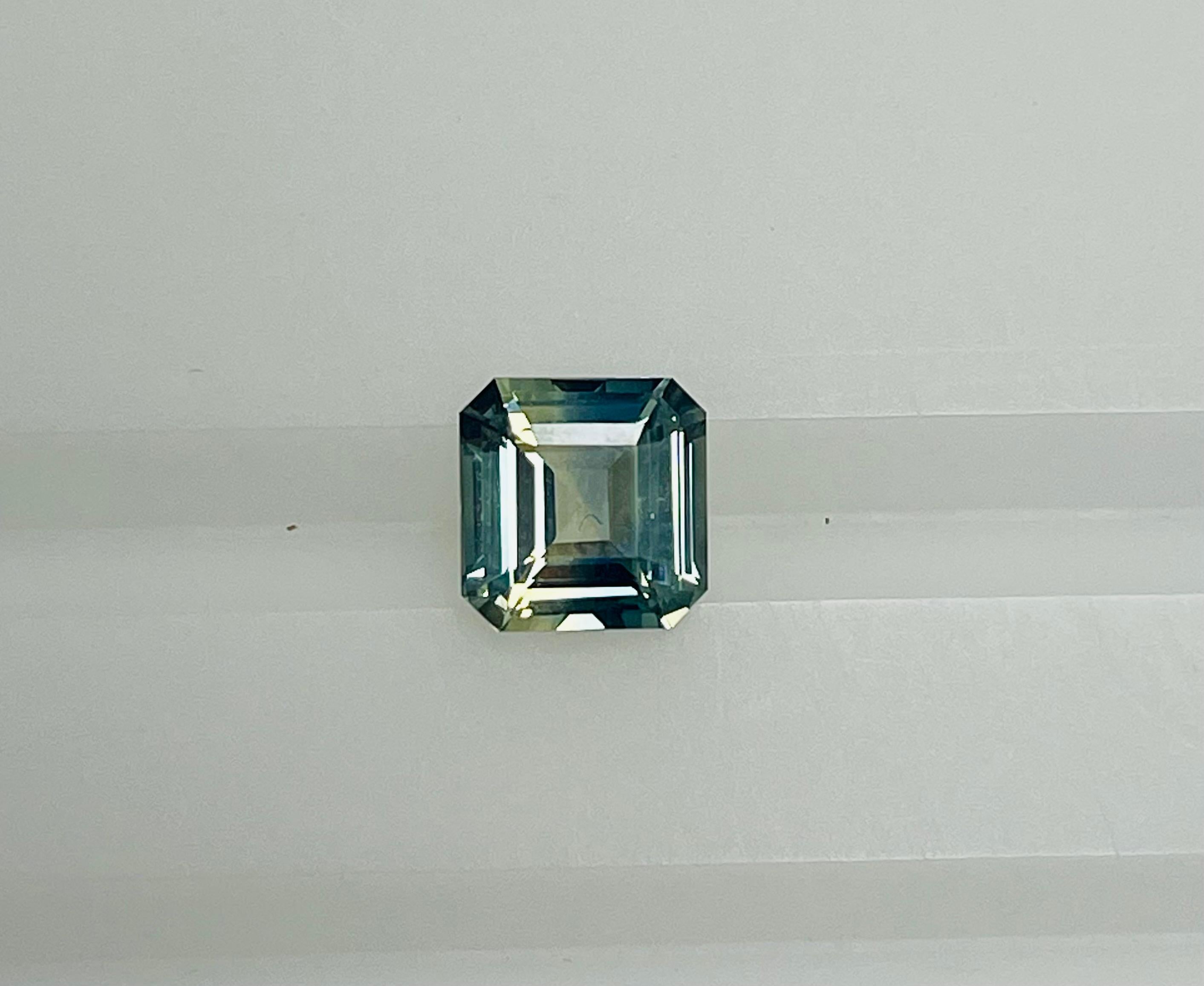 2.05 Ct Bi color Asscher cut  Sapphire. In New Condition For Sale In New York, NY