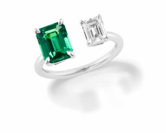 2,05 ct. Bague ouverte en tsavorite et diamants