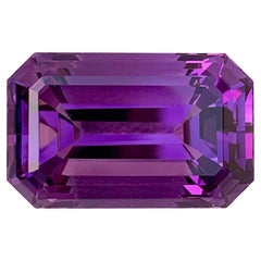 20.50 Carat Natural Loose Deep Purple Amethyst Emerald Shape Gemstone