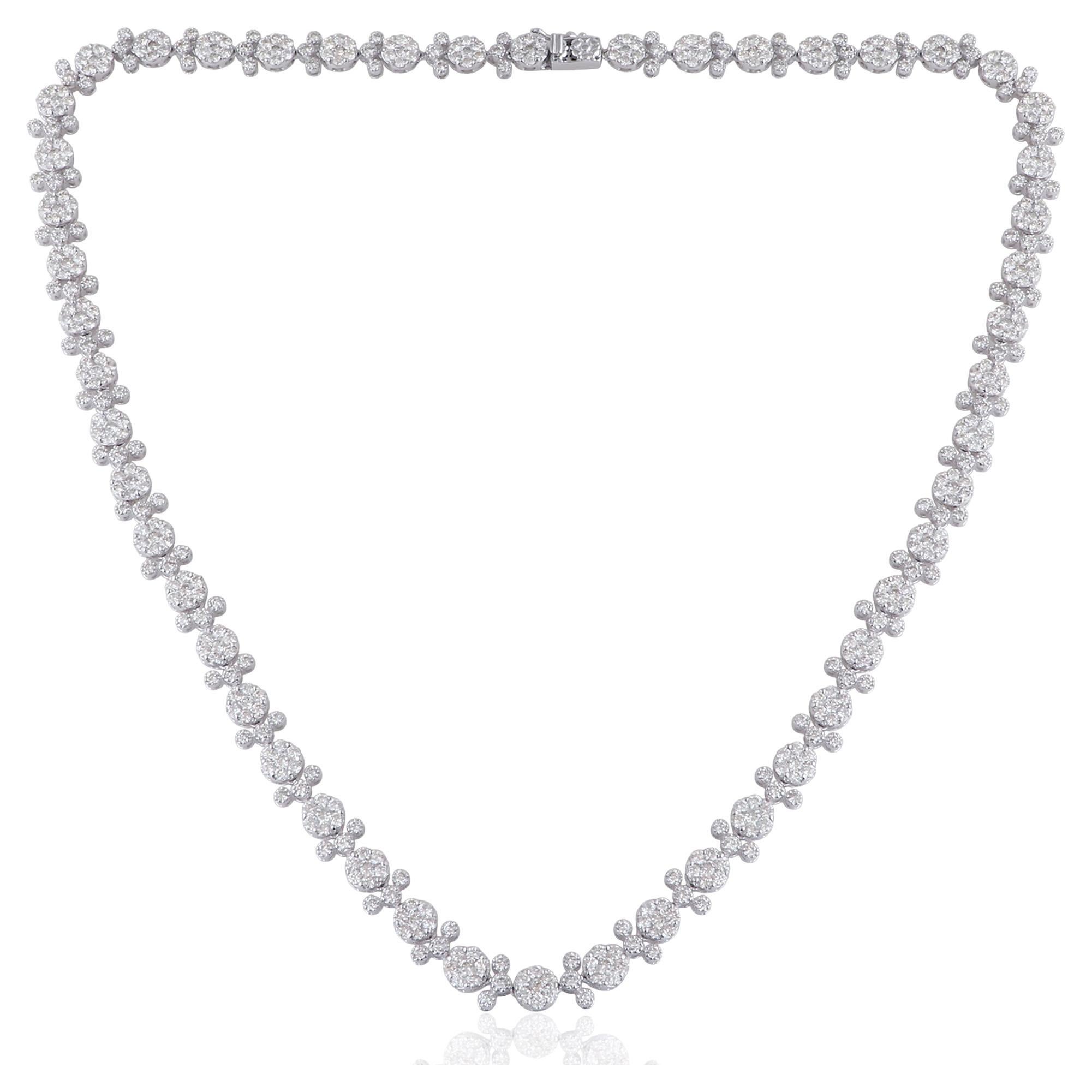 20.50 Carat SI/HI Diamond Necklace 14 Karat White Gold Handmade Fine Jewelry  For Sale