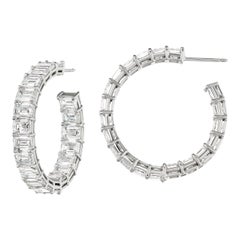 20.52 Carat Emerald Cut Diamond Hoop Earrings