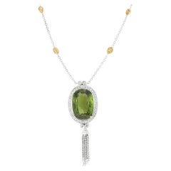 20.55 Carat Peridot and Diamond Drop Necklace