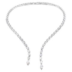 20.55 Ct Marquise Diamond Y-Drop Open Collar Necklace 14k White Gold