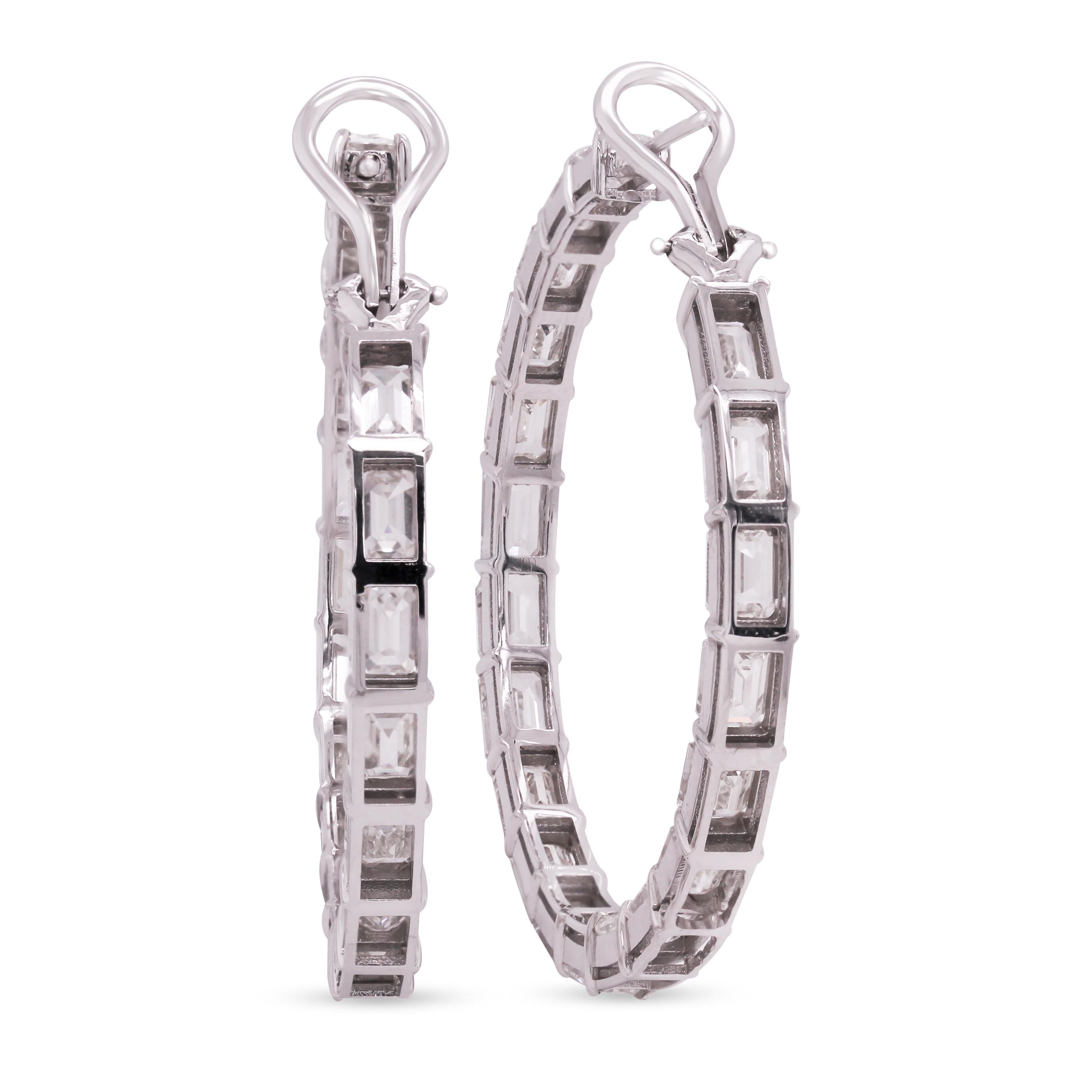 emerald cut hoops