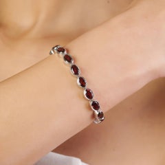 20.59 CTW Vintage Style Oval Garnet Birthstone Tennis Bracelet Jewelry for Women