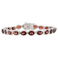 20.59 CTW Vintage Style Oval Garnet Birthstone Tennis Bracelet Jewelry for Women