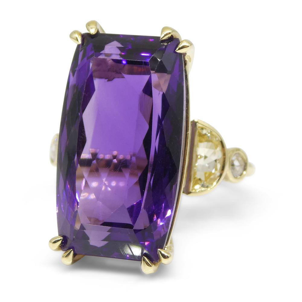 20.5ct Amethyst Yellow Sapphire and Diamond Cocktail Ring Set in 14k Yellow Gold For Sale 7