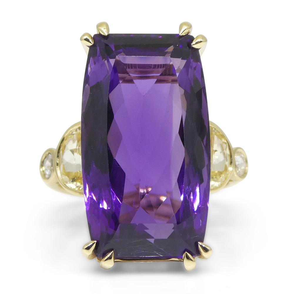 20.5ct Amethyst Yellow Sapphire and Diamond Cocktail Ring Set in 14k Yellow Gold For Sale 9