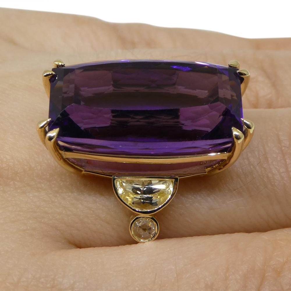 20.5ct Amethyst Yellow Sapphire and Diamond Cocktail Ring Set in 14k Yellow Gold For Sale 10