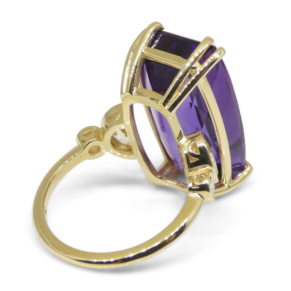 20.5ct Amethyst Yellow Sapphire and Diamond Cocktail Ring Set in 14k Yellow Gold For Sale 1