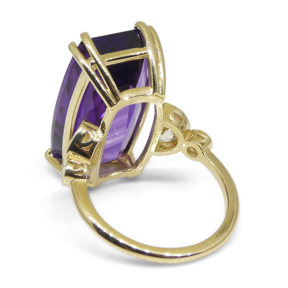 20.5ct Amethyst Yellow Sapphire and Diamond Cocktail Ring Set in 14k Yellow Gold For Sale 2