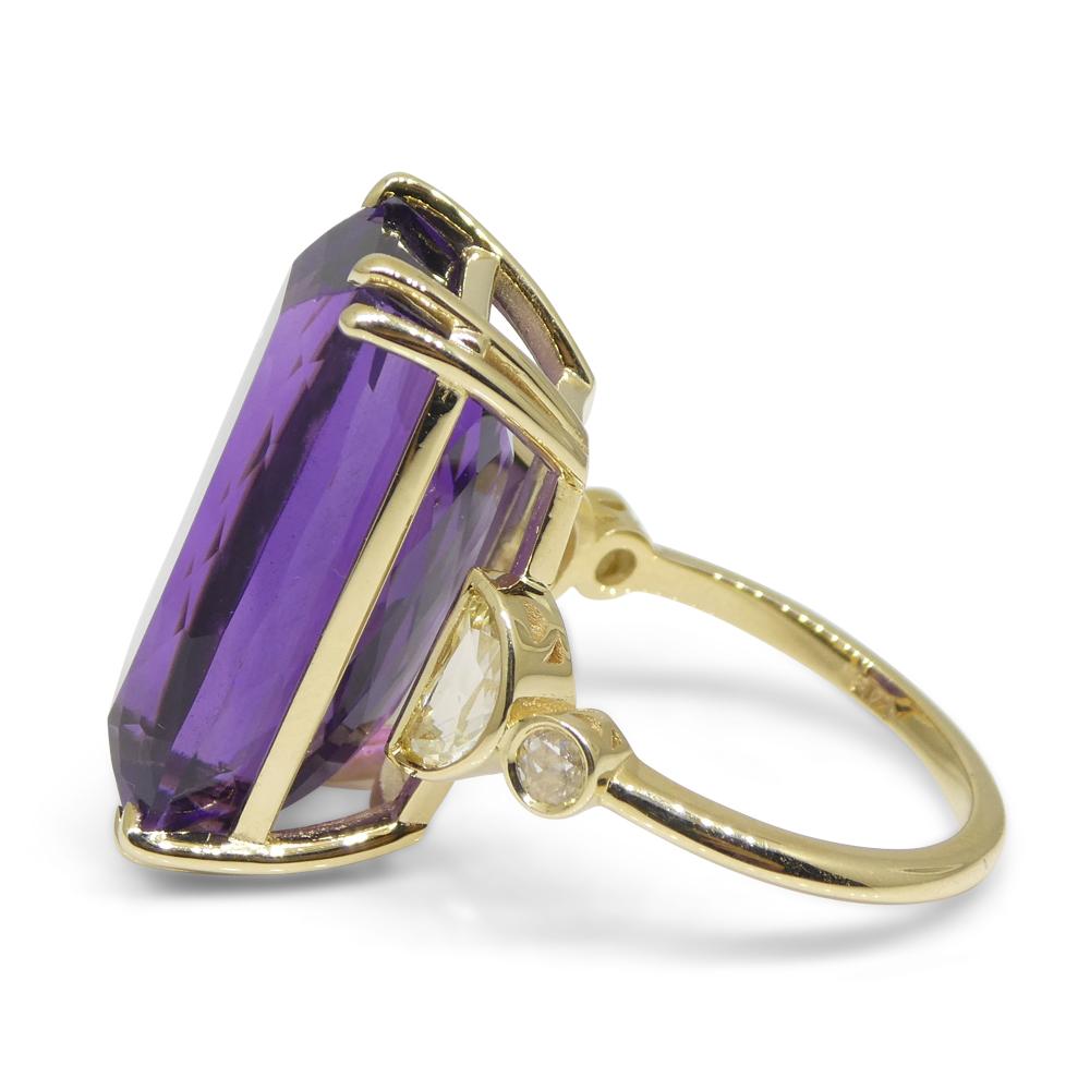 20.5ct Amethyst Yellow Sapphire and Diamond Cocktail Ring Set in 14k Yellow Gold For Sale 3