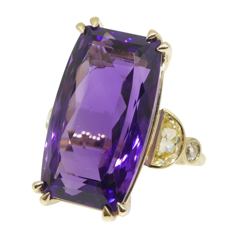 20.5ct Amethyst Yellow Sapphire and Diamond Cocktail Ring Set in 14k Yellow Gold For Sale 5
