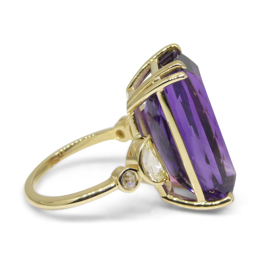 20.5ct Amethyst Yellow Sapphire and Diamond Cocktail Ring Set in 14k Yellow Gold For Sale 6