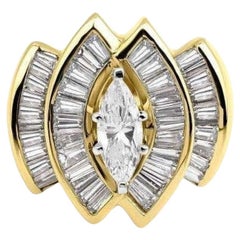 Anello di fidanzamento con diamante marquise Art - Deco da 2,05 carati