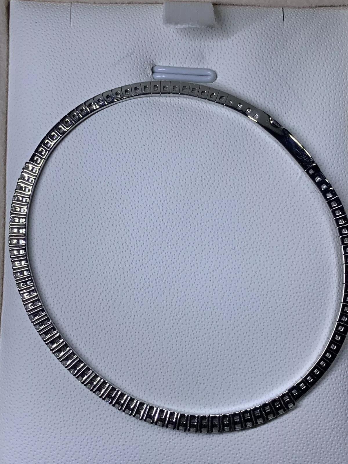 Pulsera de oro blanco de 18 ct con diamantes de 2,05 ct y 6,5 pulgadas Corte redondo en venta