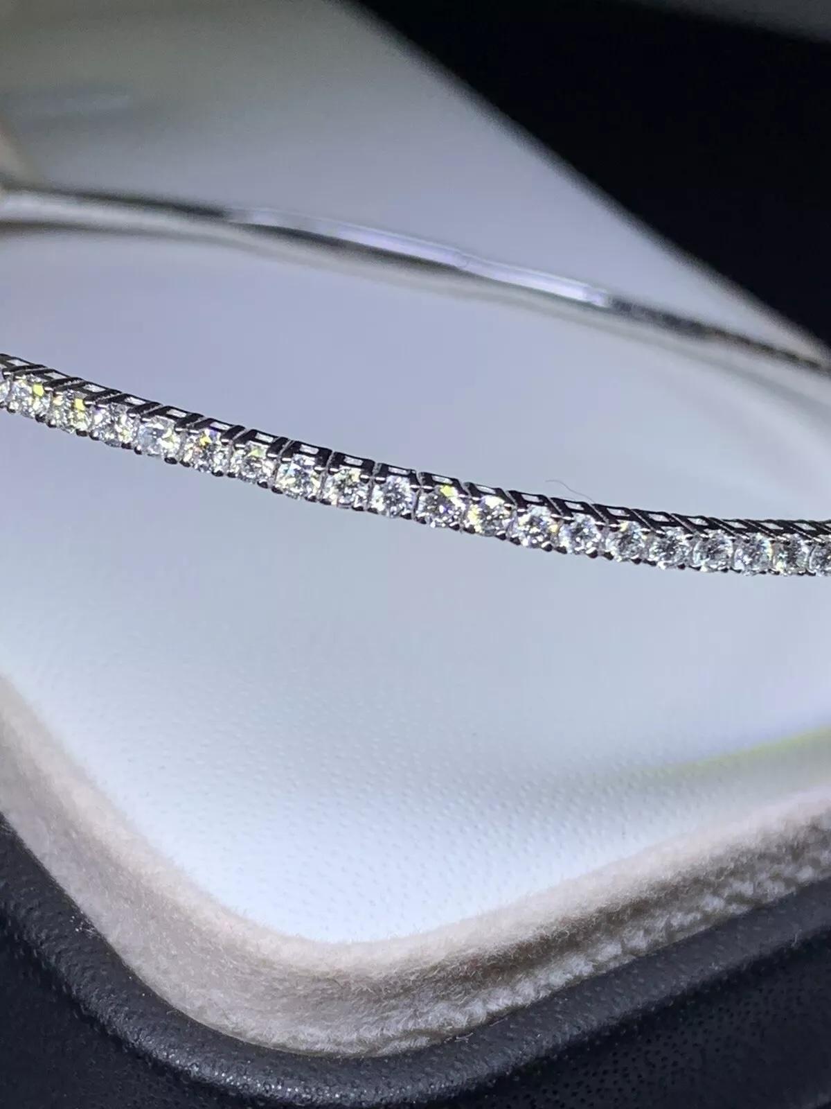 Femenino o masculino Pulsera de oro blanco de 18 ct con diamantes de 2,05 ct y 6,5 pulgadas en venta