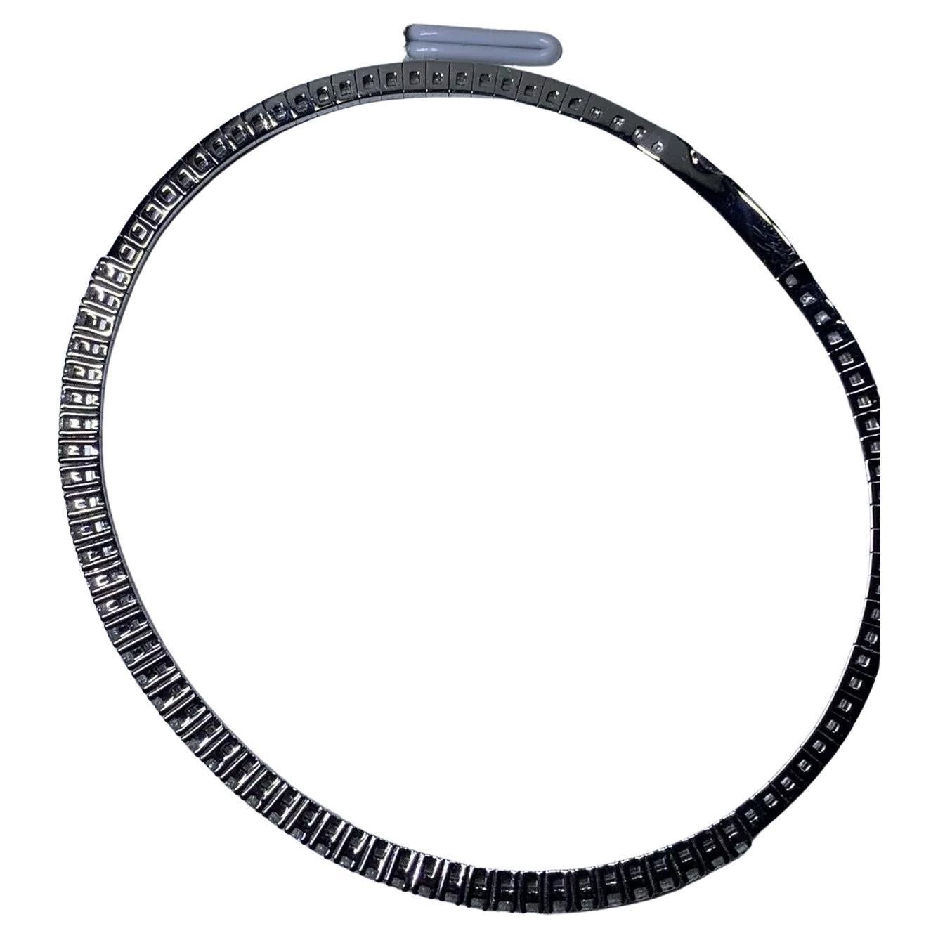2.05ct Diamond Chunky Tennis Bangle Bracelet In 18ct White Gold 6.5 Inches