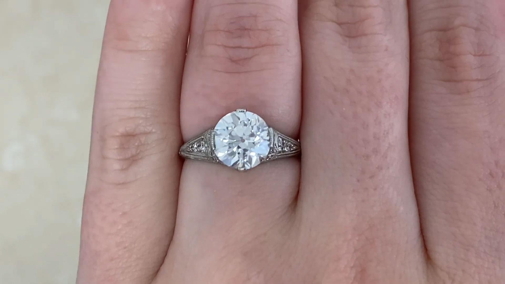 Old European Cut Diamond Engagement Ring (GIA Approx. 2.00-Carats), Platinum In Excellent Condition For Sale In New York, NY