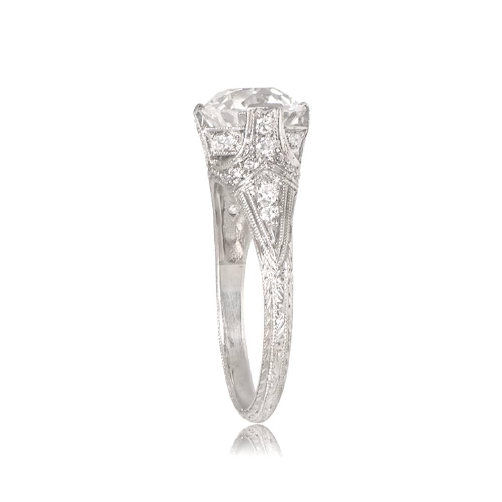 Art Deco 2.05ct GIA Old European D Color Diamond Engagement Ring, VS1 Clarity For Sale