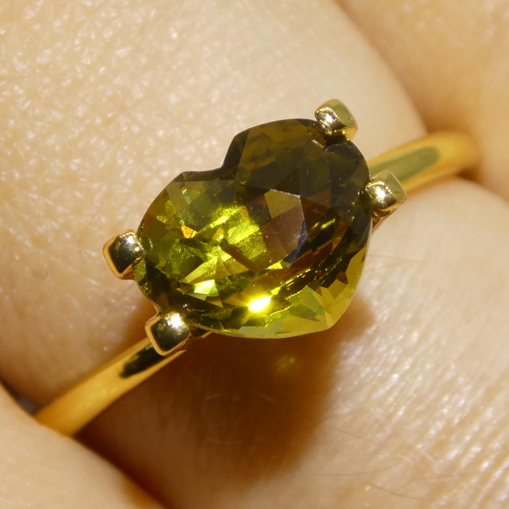 Crisoberilo amarillo verdoso de corazón de 2,05 ct certificado GIA sin calentar en venta 8