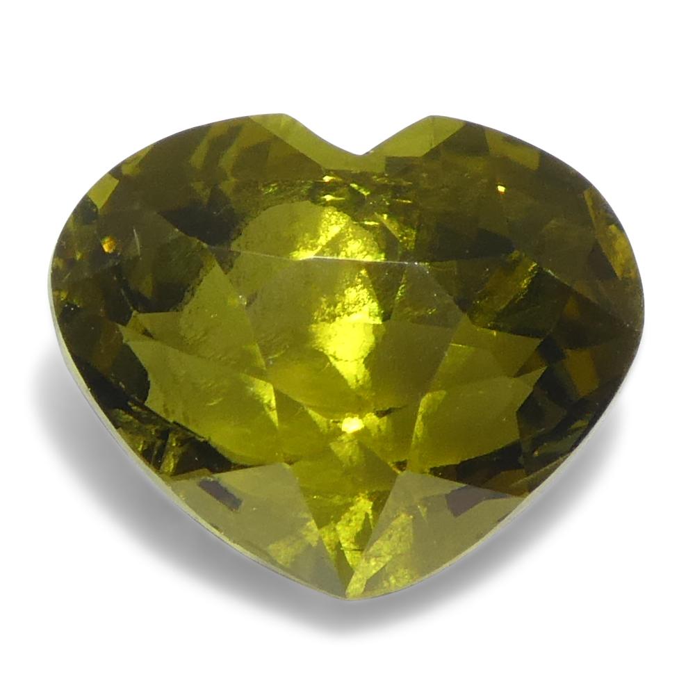 Femenino o masculino Crisoberilo amarillo verdoso de corazón de 2,05 ct certificado GIA sin calentar en venta